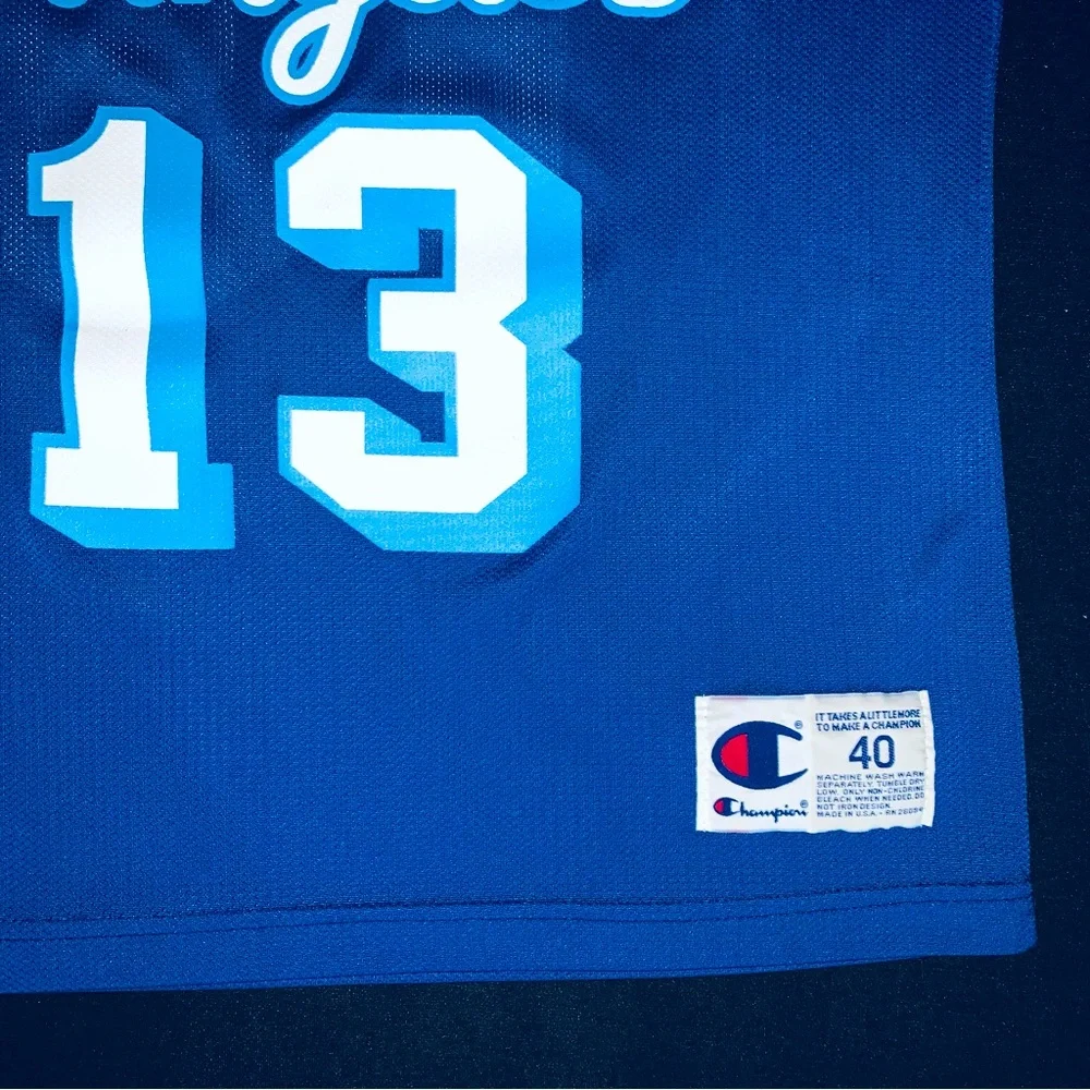 Rare Vintage Champion Wilt Chamberlain LA Lakers #13 Blue Jersey Gold Logo 40 M - Picture 7 of 10